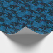 Graues und blaues Blumenmuster. Geschenkpapier (Ecke)