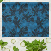 Graues und blaues Blumenmuster. Geschirrtuch (Gefaltet)