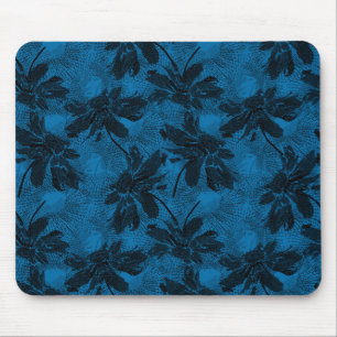 Graues und blaues Blumenmuster. Mousepad