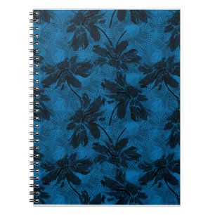 Graues und blaues Blumenmuster. Notizblock
