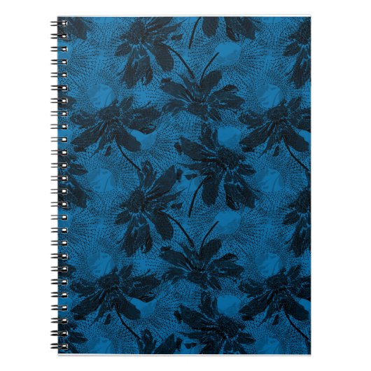 Graues und blaues Blumenmuster. Notizblock (Vorderseite)