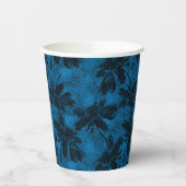 Graues und blaues Blumenmuster. Pappbecher (Links)