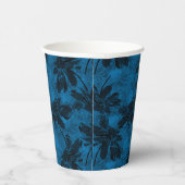 Graues und blaues Blumenmuster. Pappbecher (Rechts)