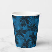 Graues und blaues Blumenmuster. Pappbecher (Vorderseite)