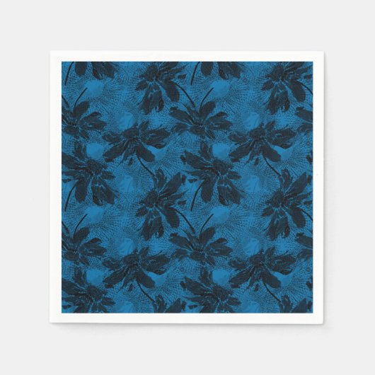 Graues und blaues Blumenmuster. Serviette (Vorderseite)