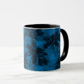 Graues und blaues Blumenmuster. Tasse (VorderseiteRechts)