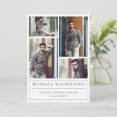 Graues und blaues Dreieck Muster 4 Foto Abschluss Ankündigung (Stehend Vorderseite)