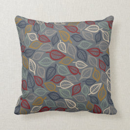 Graues und blaues Leaf dekoratives Kissen