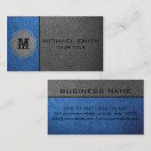 Graues und blaues Leder Visitenkarte (Vorne/Hinten)