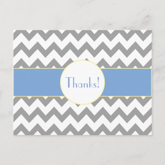 Graues und blaues Zickzack gestreiftes Monogramm Postkarte (Vorderseite)