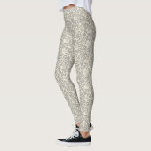 Graues und Elfenbeinvogelmuster Leggings (Links)
