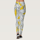 Graues und gelbes Blatt Muster. Leggings (Rückseite)