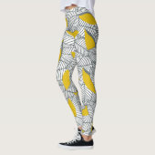 Graues und gelbes Blatt Muster. Leggings (Links)