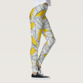 Graues und gelbes Blatt Muster. Leggings (Rechts)