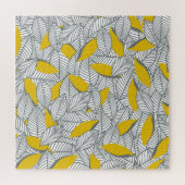 Graues und gelbes Blatt Muster. Puzzle (Horizontal)