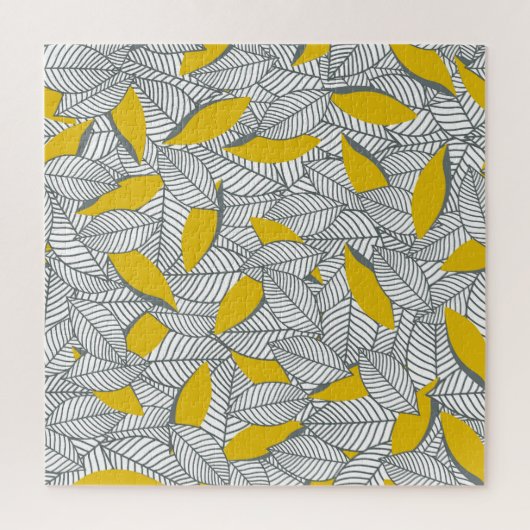 Graues und gelbes Blatt Muster. Puzzle (Vertikal)