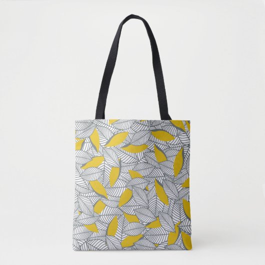 Graues und gelbes Blatt Muster. Tasche (Vorderseite)