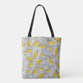 Graues und gelbes Blatt Muster. Tasche (Rückseite)