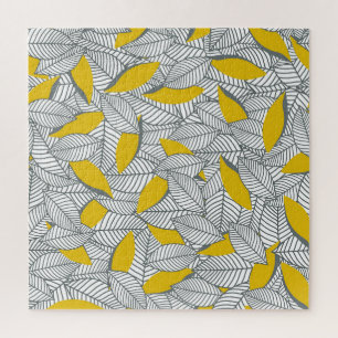 Graues und gelbes Blattmuster. Puzzle