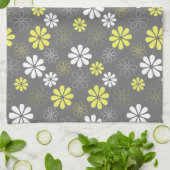 Graues und gelbes Blumen-Muster Küchentuch (Gefaltet)