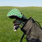 Graues und gelbes kariertes Muster Golf Headcover (In SItu)
