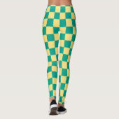 Graues und gelbes kariertes Muster Leggings (Rückseite)