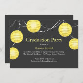 Graues und gelbes Party Lantern Abschluss Einladun Einladung (Vorne/Hinten)
