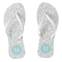 Graues und hellblaues Damaskus-Muster Mit Monogram