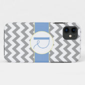 Graues und hellblaues Zickzack gestreiftes Case-Mate iPhone Hülle (Rückseite (Horizontal))