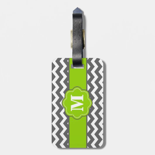 Graues und Limones Zickzack Monoagram Gepäckanhänger (Rückseite vertikal)