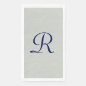 Graues und navy Mit Monogramm Papierhandtuch Serviette (Vorderseite)