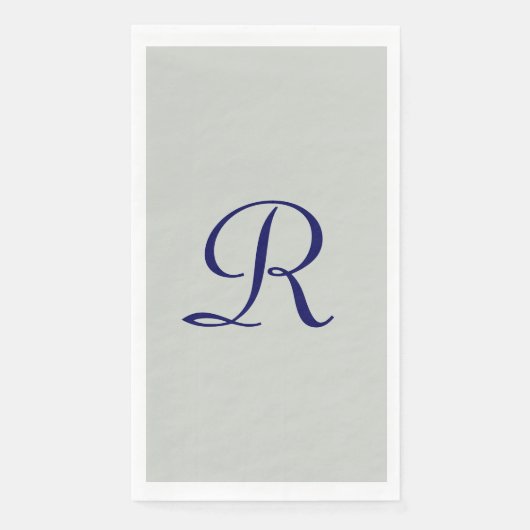 Graues und navy Mit Monogramm Papierhandtuch Serviette (Vorderseite)