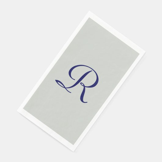 Graues und navy Mit Monogramm Papierhandtuch Serviette (Ecke)