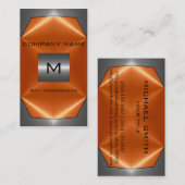 Graues und orange Edelstahl-Metall Visitenkarte (Vorne/Hinten)