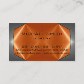 Graues und orange Edelstahl-Metall Visitenkarte (Rückseite)