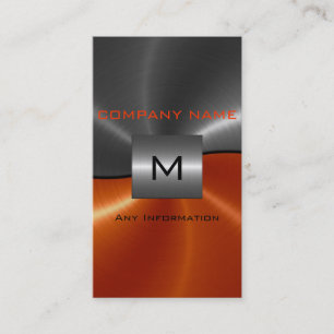 Graues und orange Edelstahl-Metall Visitenkarte