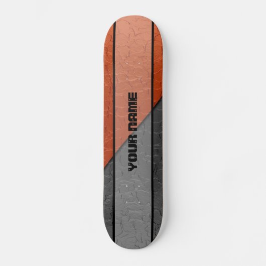 Graues und orange glänzendes Edelstahl-Metall Skateboard (Vorderseite)