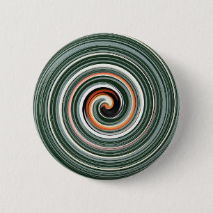 Graues und orangefarbenes Spiralmuster Button