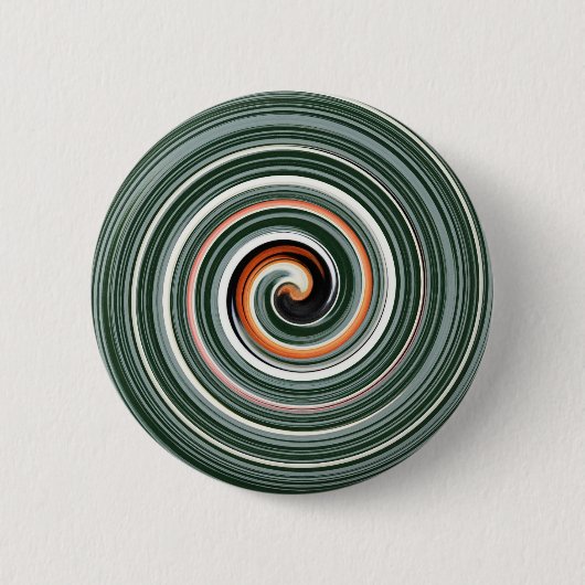 Graues und orangefarbenes Spiralmuster Button (Vorderseite)