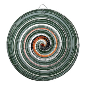 Graues und orangefarbenes Spiralmuster Dartscheibe
