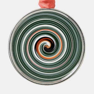 Graues und orangefarbenes Spiralmuster Silbernes Ornament