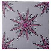 Graues und rosa Blumenmuster Fliese (Vorderseite)