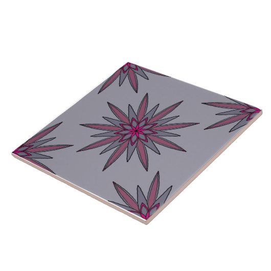 Graues und rosa Blumenmuster Fliese (Seite)