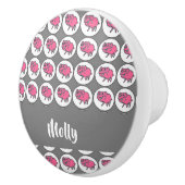 Graues und rosa Schweinemuster Keramikknauf (Rechts)