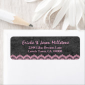 Graues und rosa Spitzen-Hochzeitlabel V09 (Insitu)