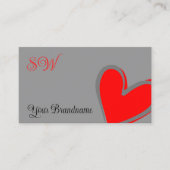 Graues und rotes Gorgees Herz mit Monogramm Niedli Visitenkarte (Vorderseite)