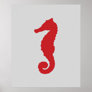 Graues und rotes SeeSeepferd Poster