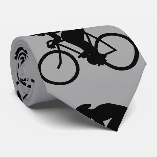 Graues und schwarzes Fahrrad-Muster Krawatte (Gerollt)