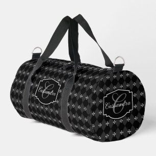 Graues und schwarzes Harlequin und gotisches Kreuz Duffle Bag