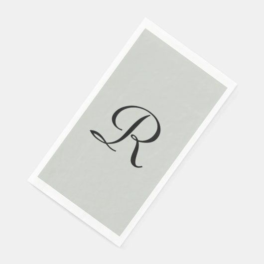 Graues und schwarzes Mit Monogramm Papierhandtuch Serviette (Ecke)